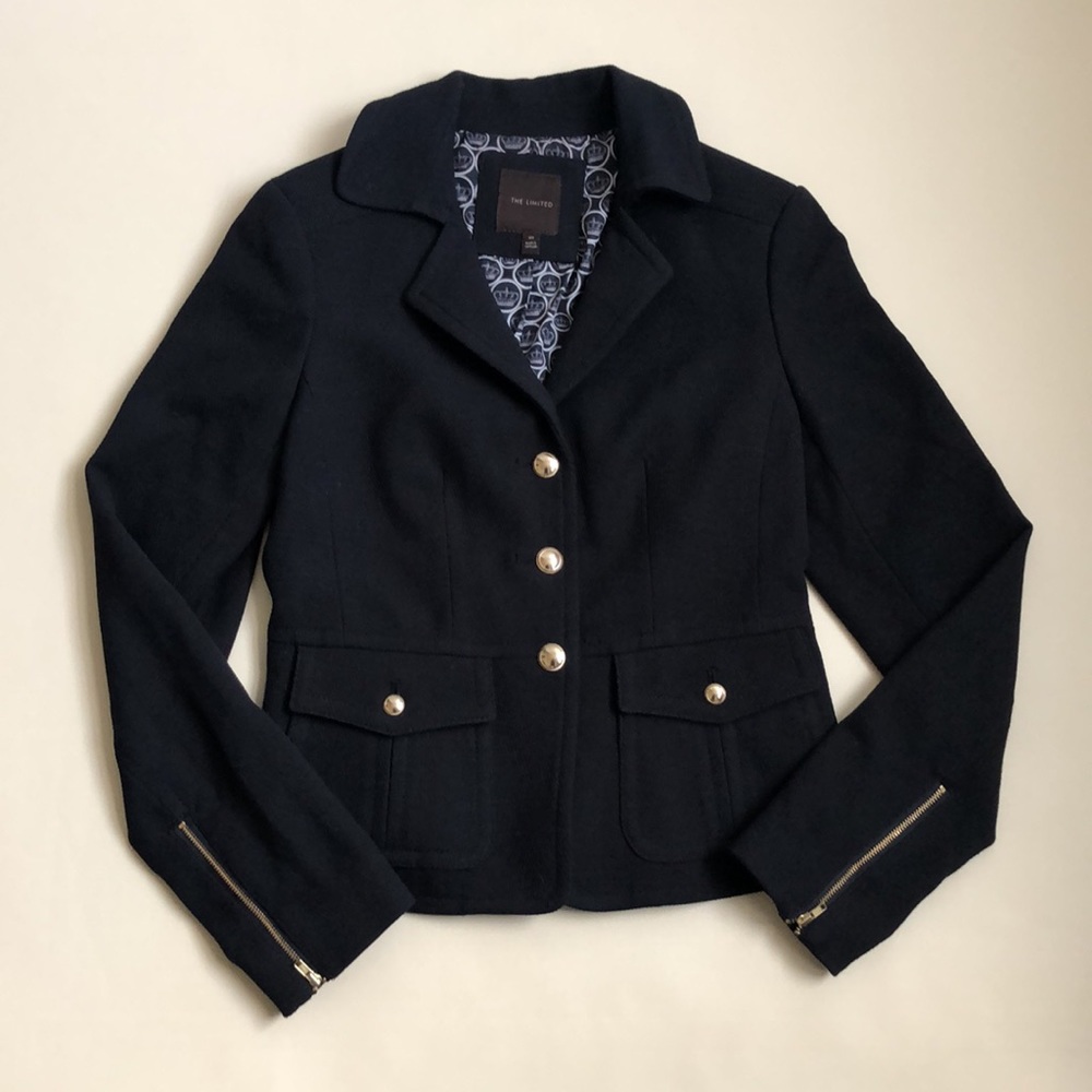 The Limited Jacket Gold Button Zipper Wrists Front Pocket  Sz XS